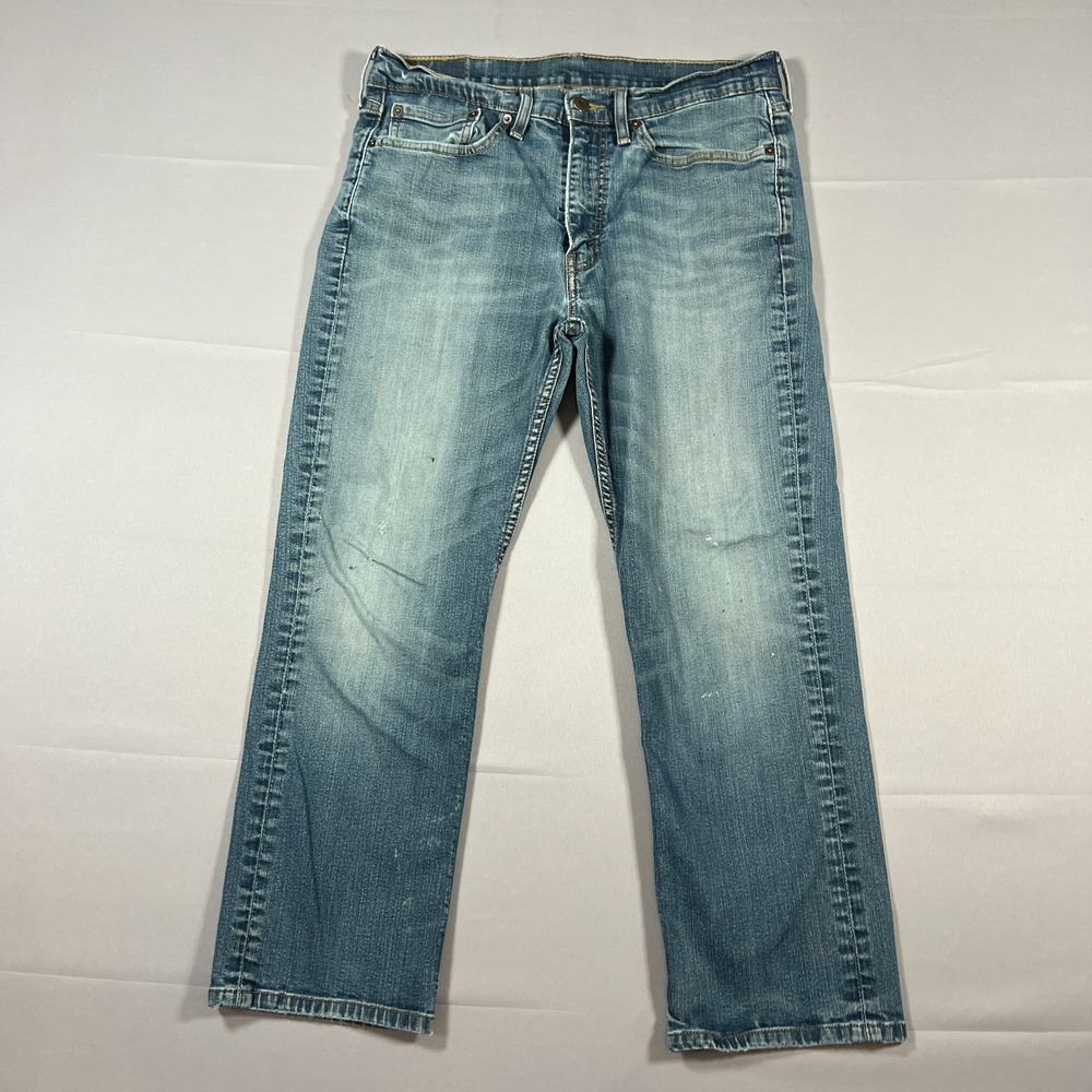 Levi's 514 Straight Fit Cropped Jeans Mens 34x29 Blue Denim Mid Rise Medium Wash